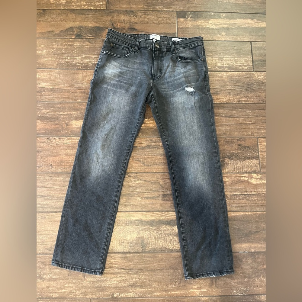 William Rast Men's Distressed Dark Gray Stretch Jeans